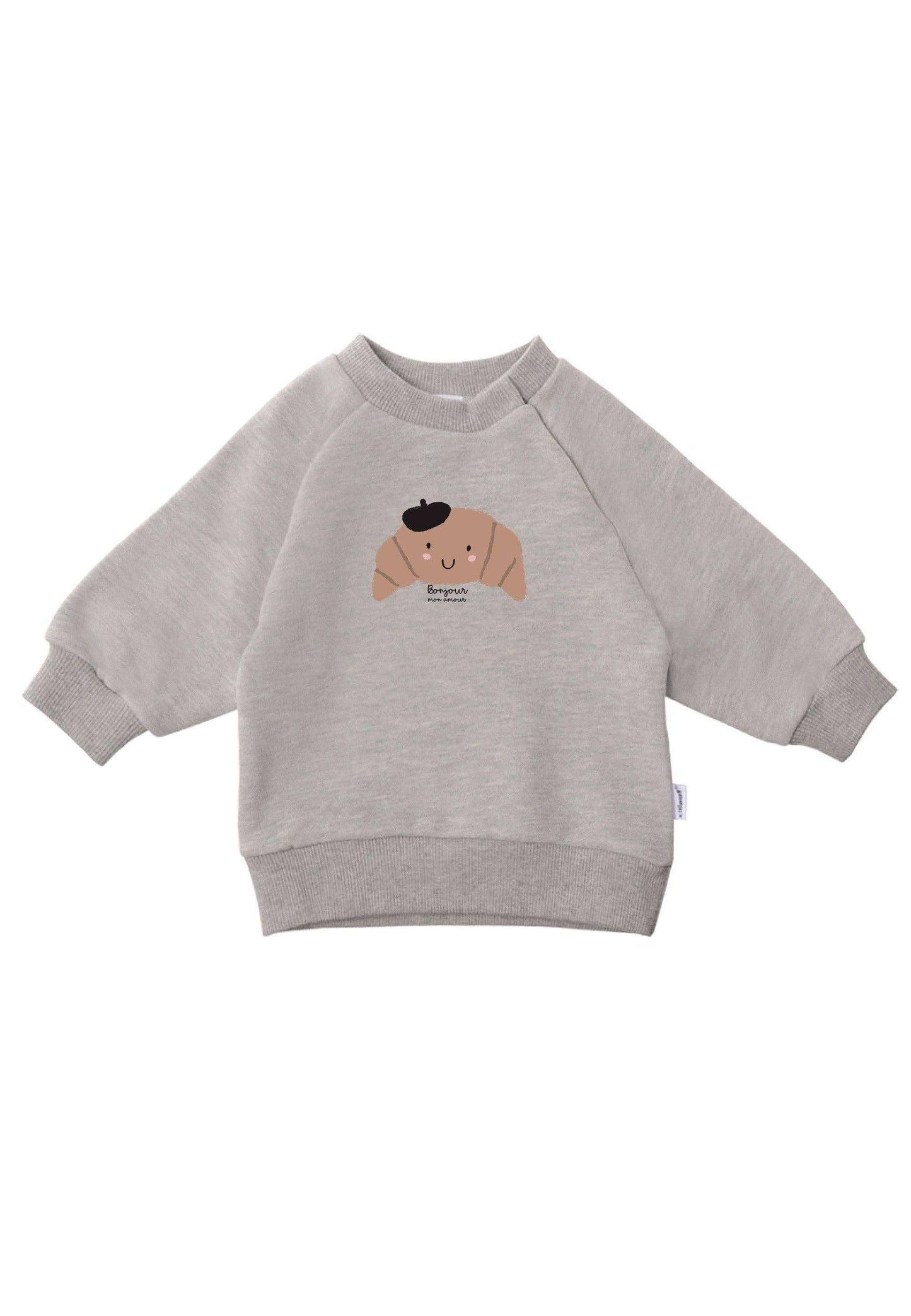 Grey melange sweatshirt with “Croissant” - Ninnamania